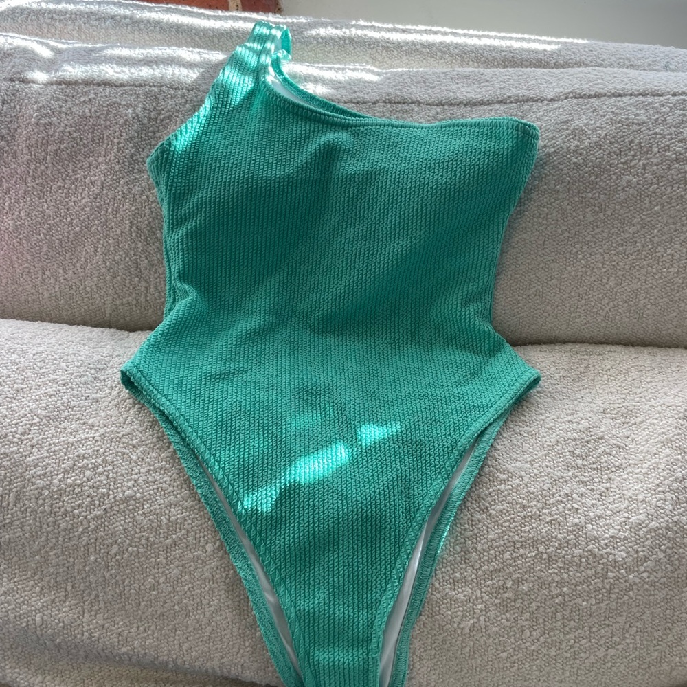 Topshop Aqua Textured Swimsuit